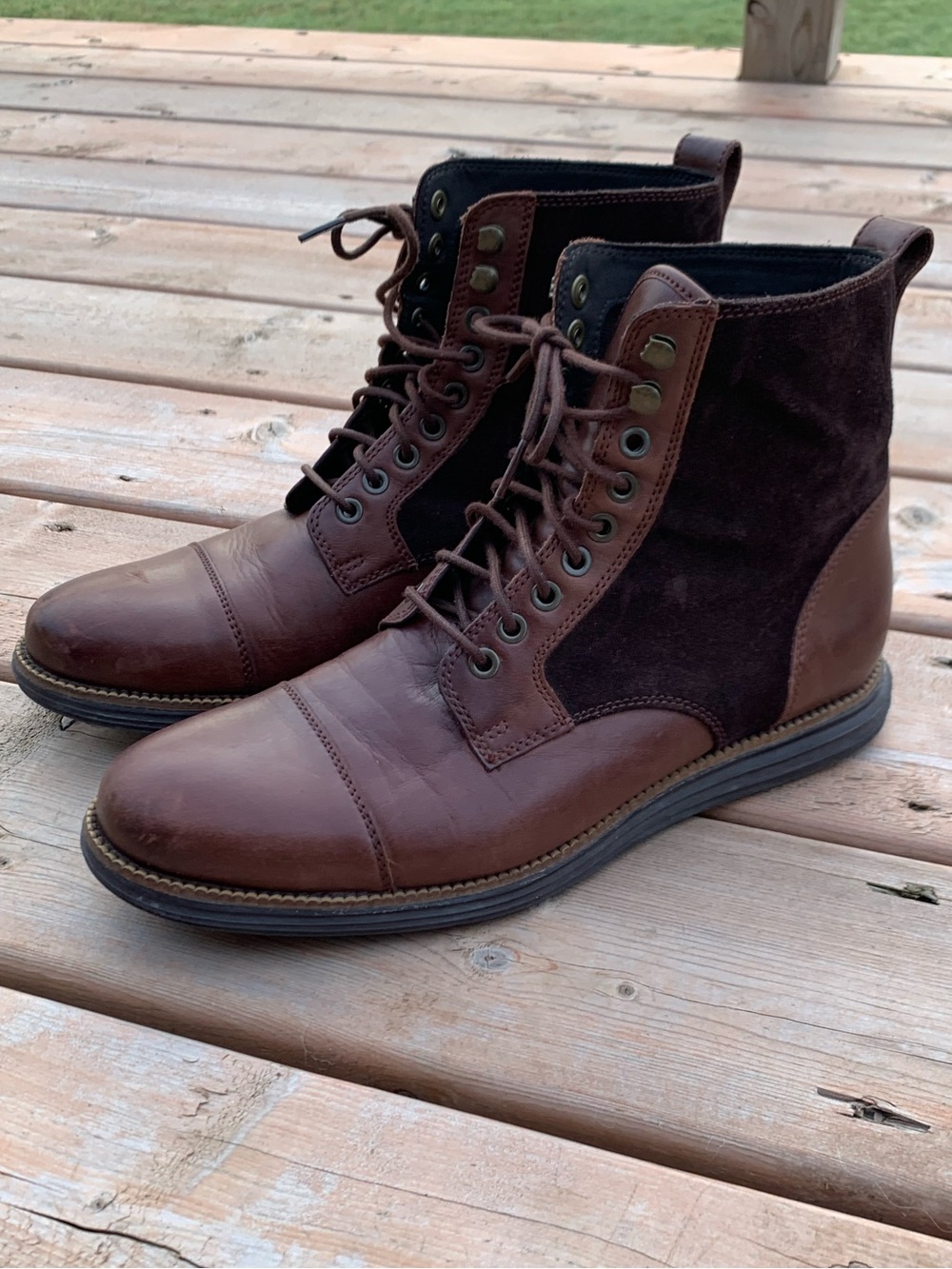 Cole Haan Men’s Original Cap Toe Boot Brown Leather and Suede Size 9.5 Lace up